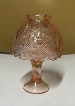 Sold
Fairy Lamp House of Lloyd Pink Glass Floral Tea Light Candle Holder 6” tall