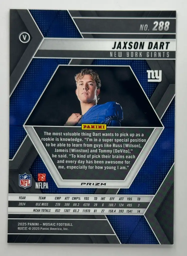 Jaxson Dart Giants Mosaic Green Variation (RC)