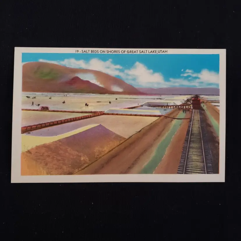 Postcard Salt Beds on Shore  Great Salt Lake UT unused Vintage