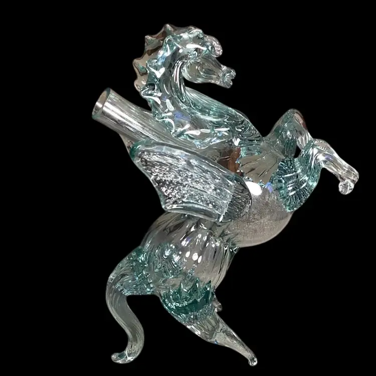 #01 Large Armenian Pegasus Decanter Green Glass 12” Tall 5” Wide * Read Description *