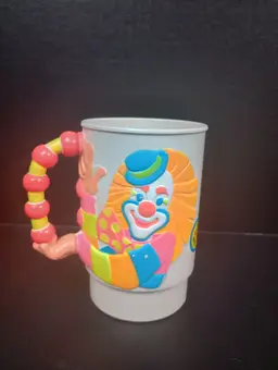 Vintage 1990 Ringling Brothers and Barnum & Baily Super 3D Plastic Neon Clown Mug