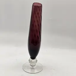 Amethyst glass vase 8" clear base