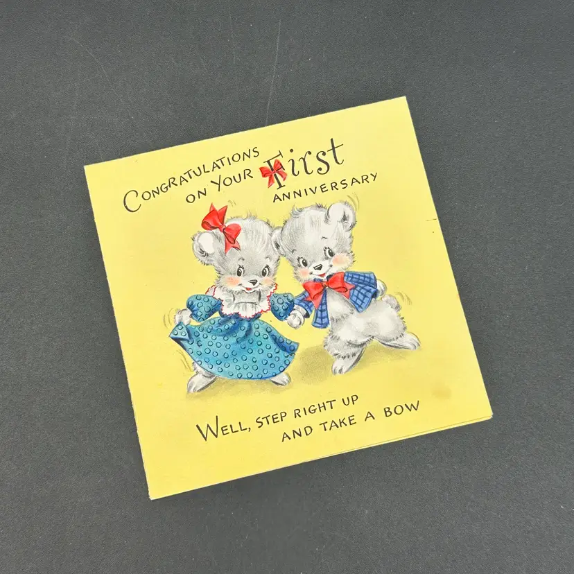 Vintage Hallmark “First Anniversary” Pop-up Kitschy Poodle Puppy Dog Greeting Card, Unused