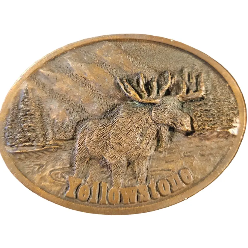 Yellowstone Moose Oval Pewter Belt Buckle Spec Cast