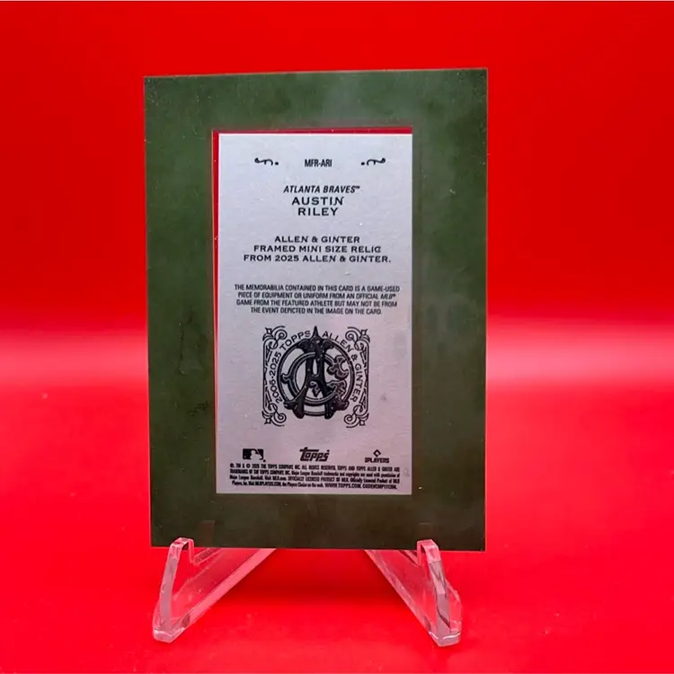 Austin Riley 2025 Topps Allen & Ginter Mini Framed Relic Elena Braves