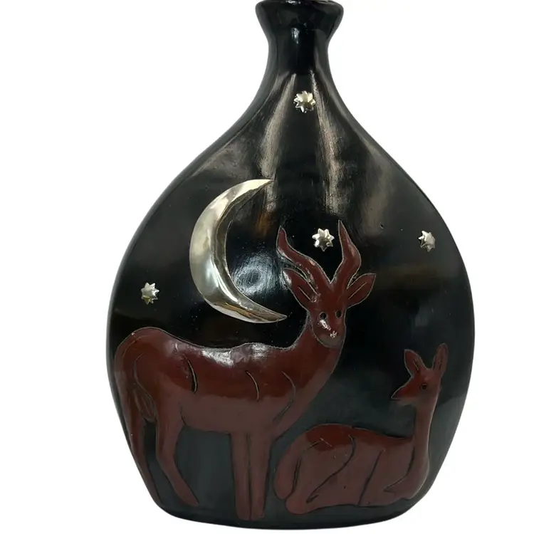 Beautiful Deer Vase Made In Mexico 11.5” x 8” x 5”