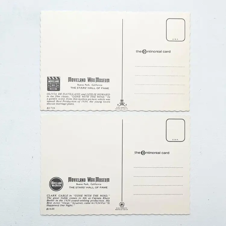 Movieland Wax Museum Souvenir Postcards Gone With The Wind