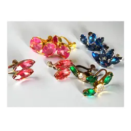 Vintage Lot Of Sparkling Rhinestone Screw Back Earrings