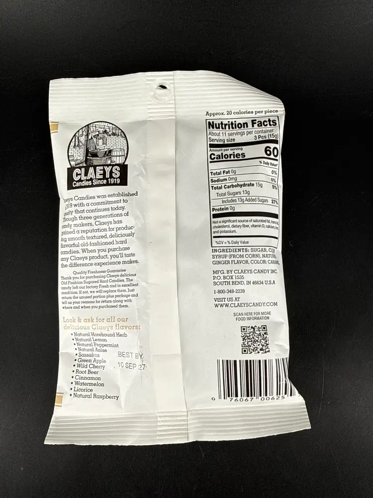 Claeys Old Fashioned Hard Candies "Ginger" 6oz