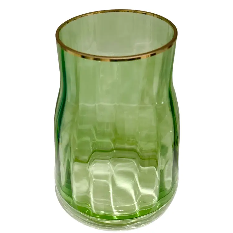 SUNESA Light Green Glass Bottle with Gold Rim Flower Vase