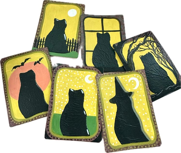 Choice Black Cat Artist Trading Card 2.5 X 3.5” Series 4 Handmade