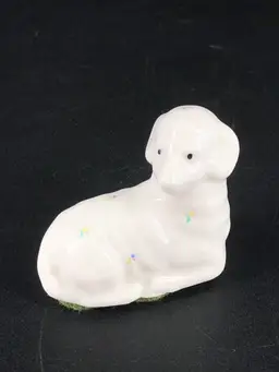 Vintage Enesco Floral Miniature Porcelain Ram Sheep Lamb Figurine