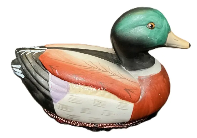VTG Jasco Handpainted Ceramic Mallard Duck Lint Remover Brush