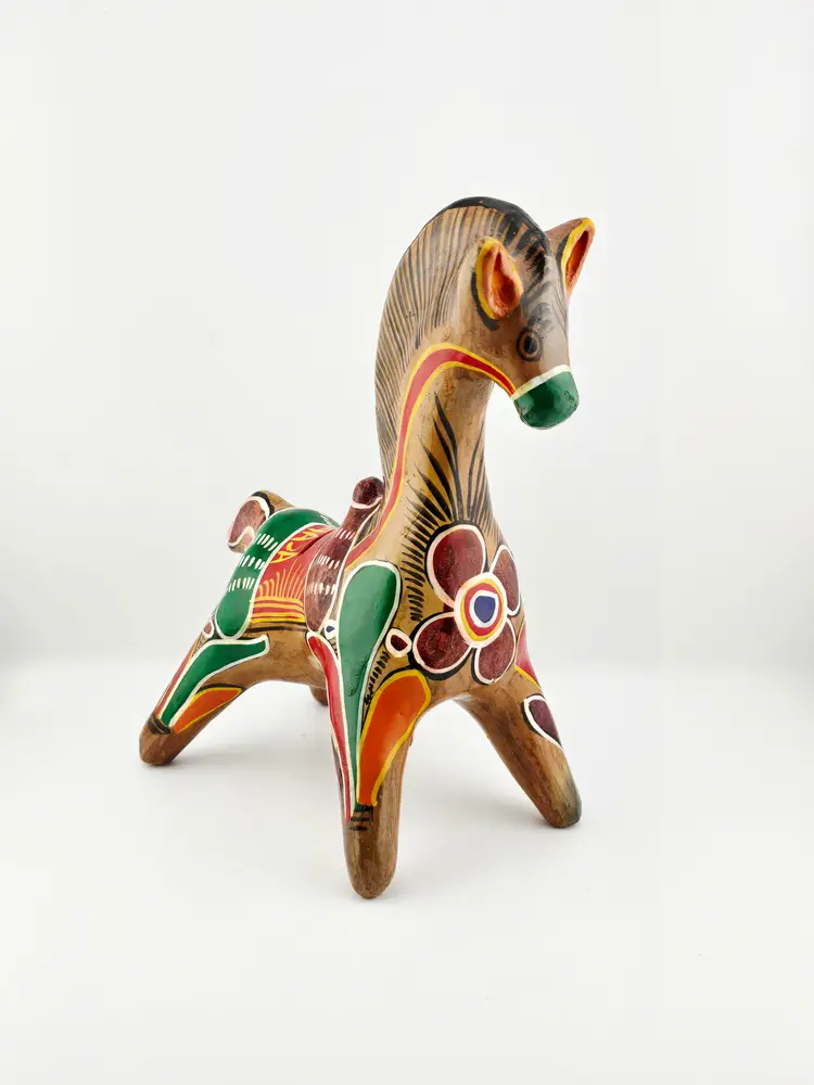 Vintage Tonola Pottery Mexico Horse Piggy Bank
