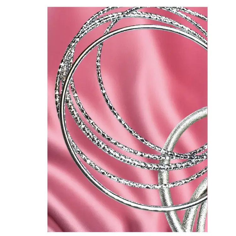 Lot Of 10 Shinny Silver Tone Bangle Bracelets Size Approx Size 8” - 8.25”