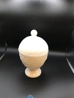 Avon White Milk Glass w/ Lid Pedestal Compote Candy Nut Dish Floral Vintage
