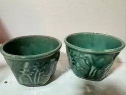 Lot Of 2 Toshiro antique Egyptian revival Green tea cups Japan