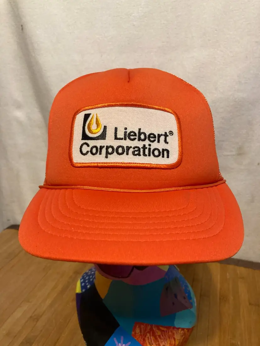 Madhatter Liebert Corporation Trucker Hat Mens Orange Snapback Cap OS Back