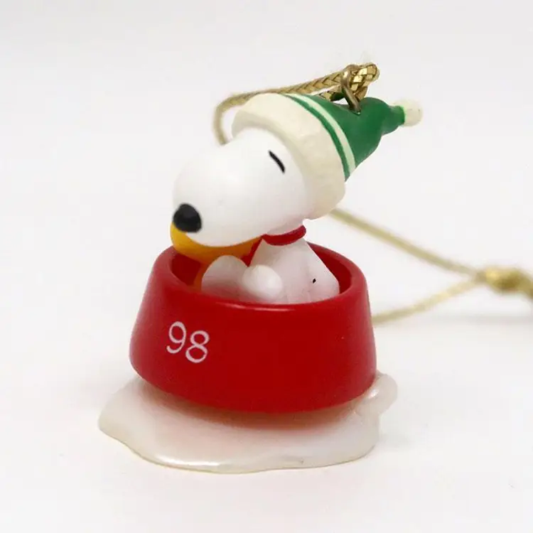 Snoopy Christmas Miniature Ornament - Dog Bowl Sledding - Peanuts