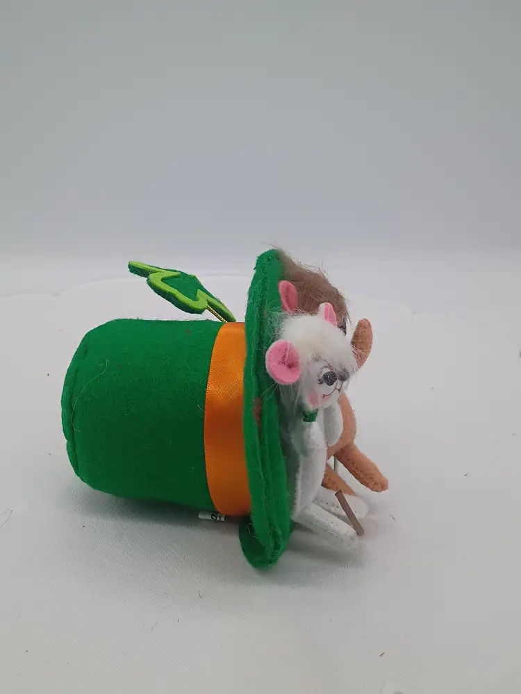 Annalee St. Patrick's Day 2 Mice in Irish Top Hat with Shamrock  #150214