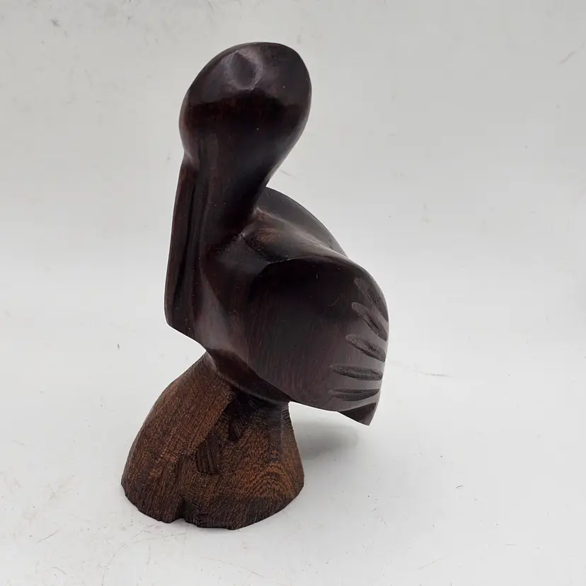 Handmade wooden Pelican Figurine Sculpture 5" Estate Find