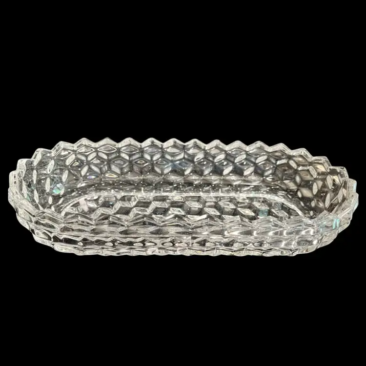 Fostoria American- Cubist Celery/Cracker Dish 10.25” X 5” X 2”