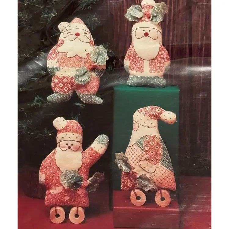 Sunset "Antiqued Quilts" Santa Quartet Figures Kit - Four Figures Vintage 1990