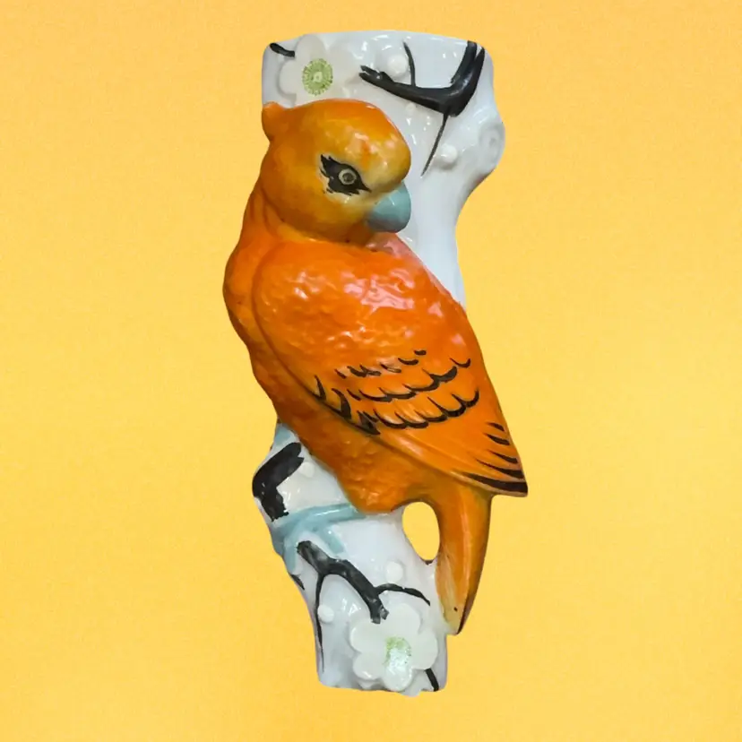 Orange Bird Wall Pocket