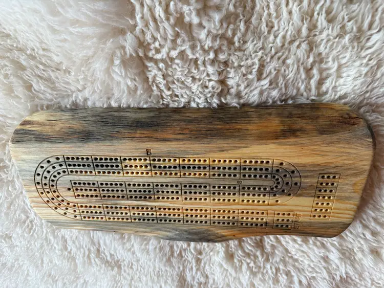 Live Edge Pine Cribbage Board - 113