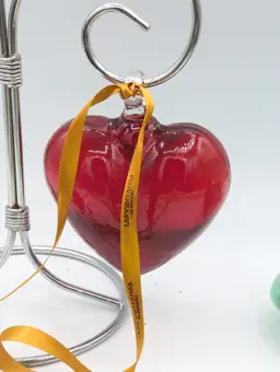 #01 Handblown Art Glass Red Heart Ornament Las Ventanas Al Paraiso Mexico