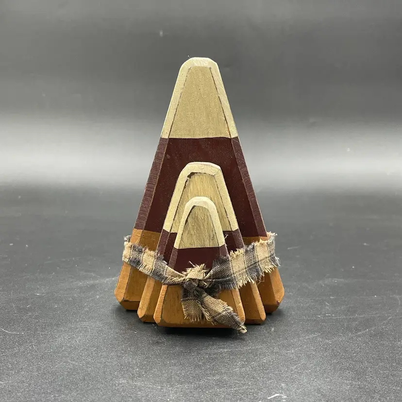 Primitive Wooden Folk Art Candy Corn Figurine Halloween Fall Decor