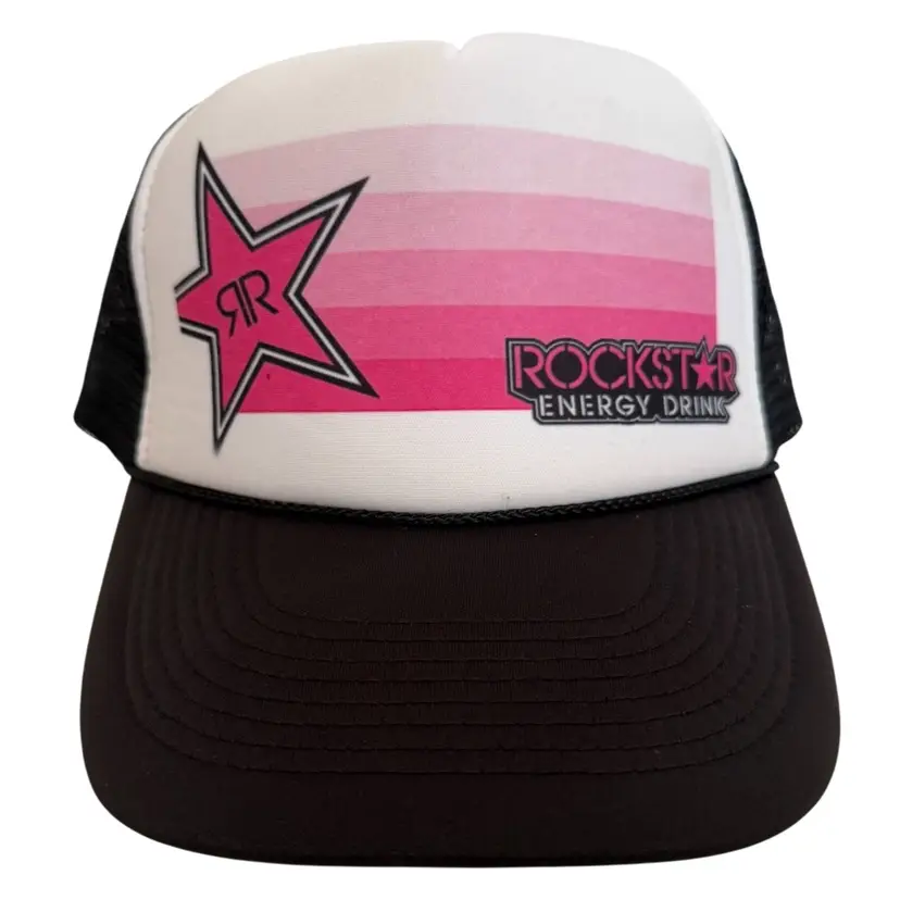 Vintage Y2K Rockstar Energy Drink Pink & Black Unisex Trucker Snapback by Nissun