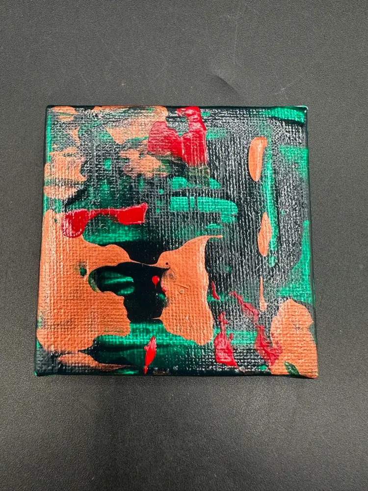 “Ice Box Art” Letter B - Miniature Abstract Painting, Made By Me, OOAK Amanda Montague 3” Square Magnet