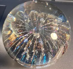 Stunning Vintage DP Salazar (formerly of Lundberg & Zephyr) Dichroic Fountain Paperweight, 8/95