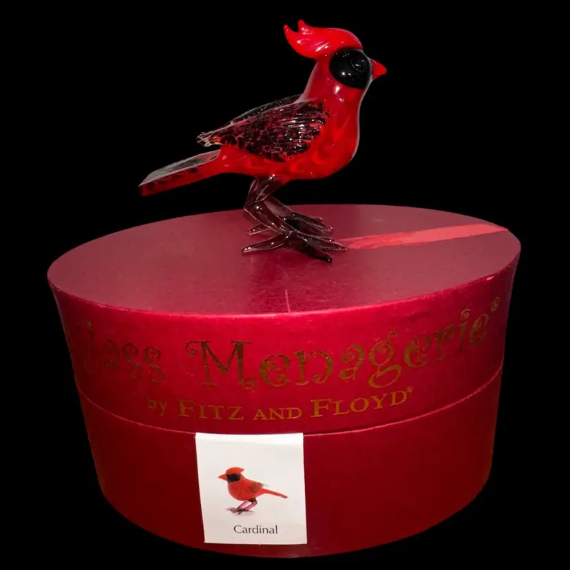 Fitz And Floyd Glass Menagerie Cardinal Hand Blown Glass Art In Box