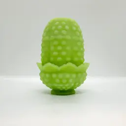 Vintage Fenton Lime Green Satin Glass Fairy Lamp Hobnail Uranium Glows *FLAW