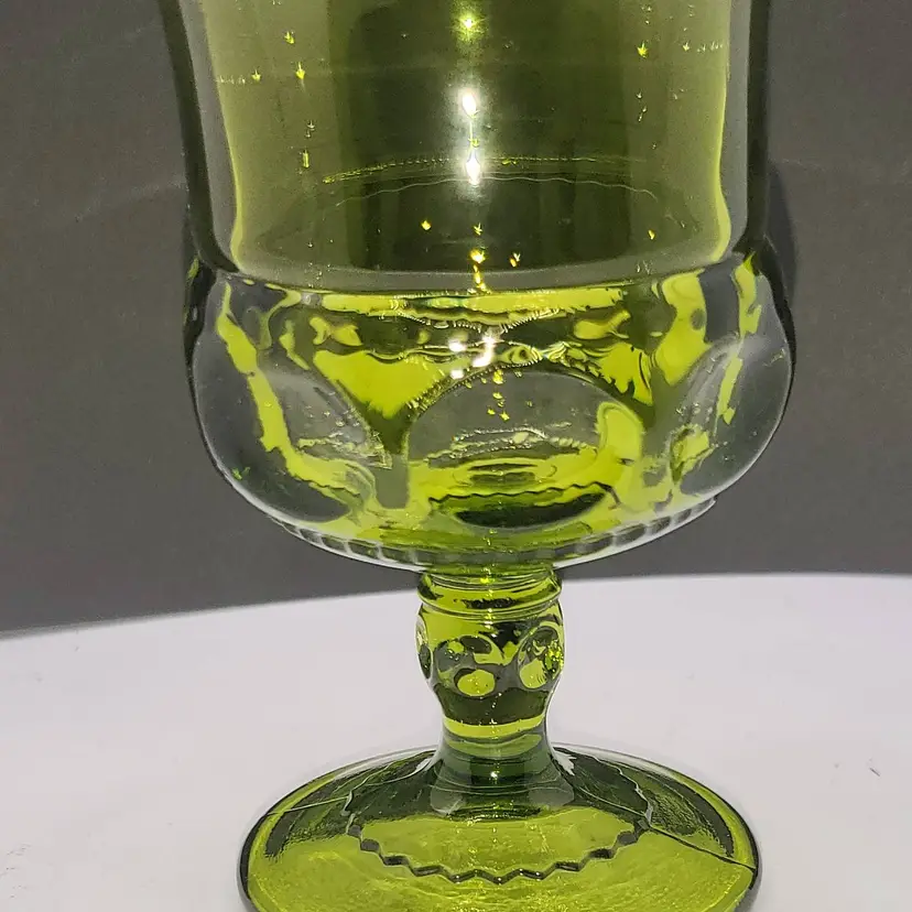 Vintage Green Indiana Glass Juice replacement King's Crown Thumprint