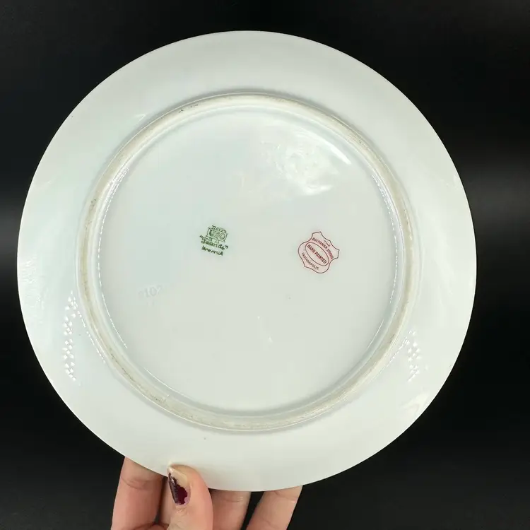 Hand Painted Porcelain Purple Floral Plate 7.75”