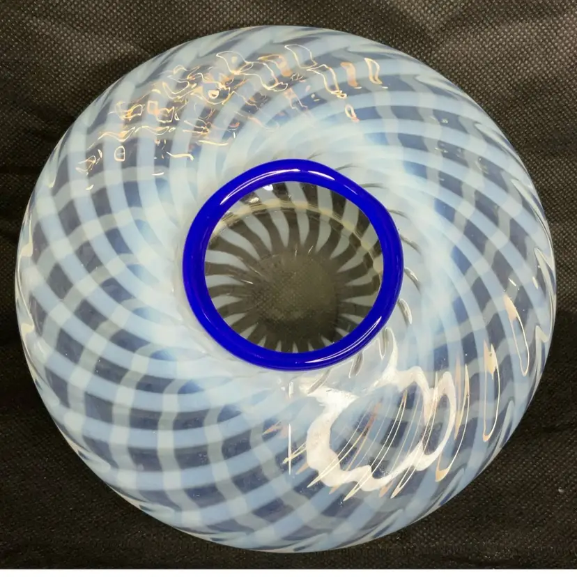 0018 Fenton Blue Ridge French Opalescent Swirl Rose Vase