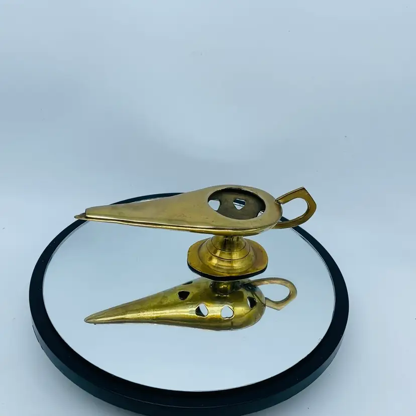 #3512 Brass genie lamp, incense burner or decorative Votive Holder With Heart Cutouts