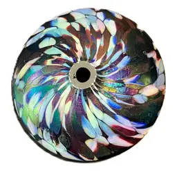 Confetti Art Glass Vase or Oil Lamp Stain Glass Appearance Iridescent