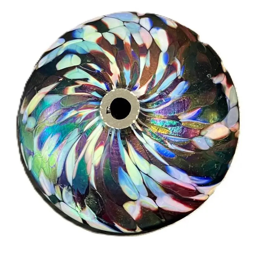 Confetti Art Glass Vase or Oil Lamp Stain Glass Appearance Iridescent