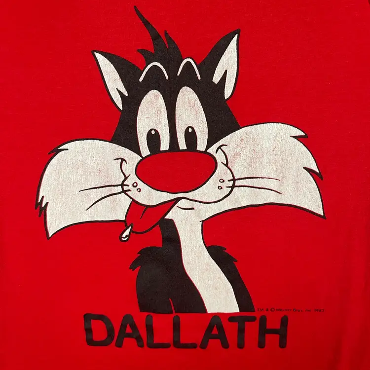 Vintage Artex Shirt Mens Large Red Sylvester Looney Tunes Dallath Tank USA 1983
