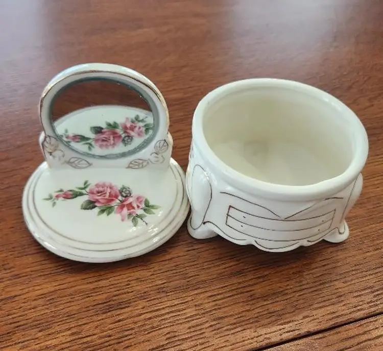 VTG Ceramic Dresser Shaped Trinket Box