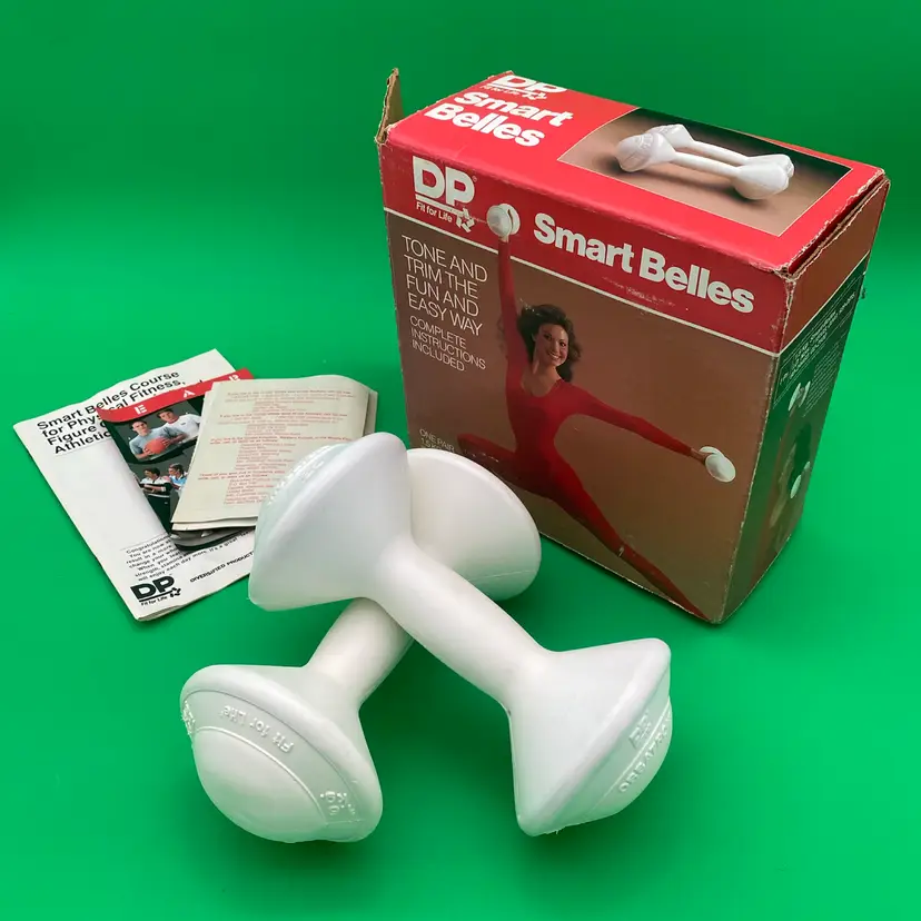 DP Smart Belles Pair of White 3.3 lb Weights w/ Box & Papers - VTG 1985