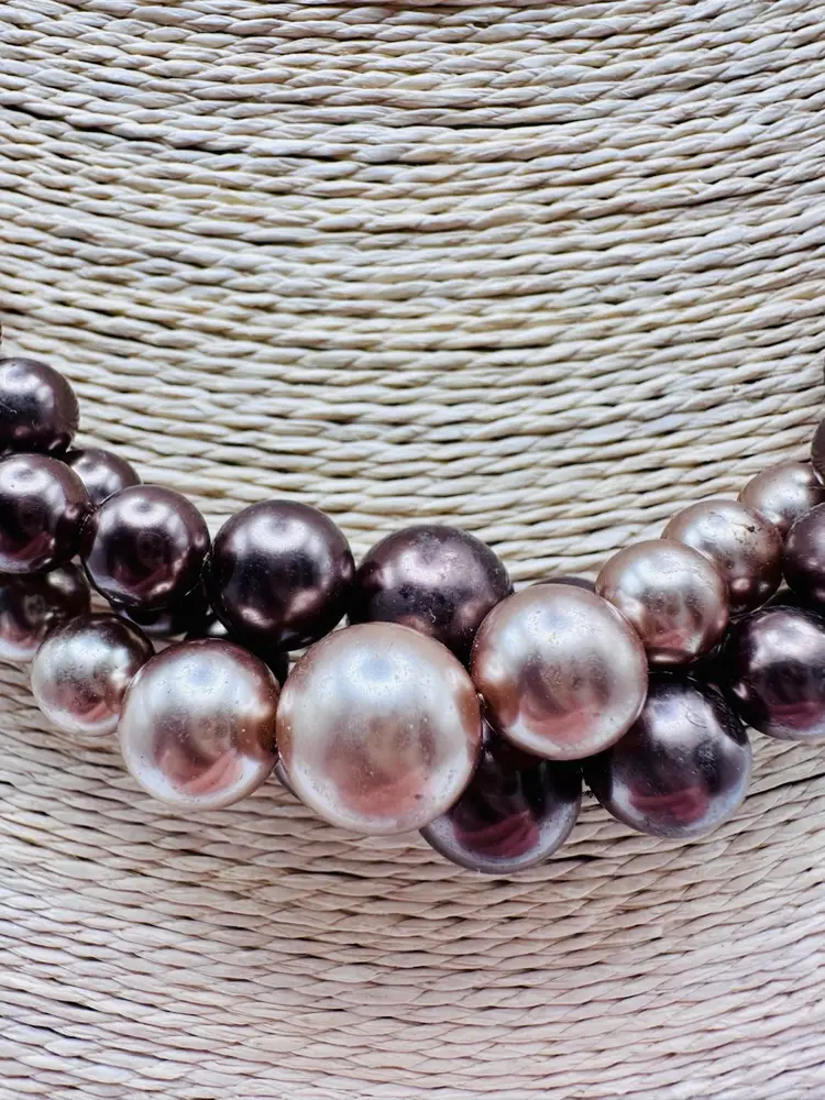 Vintage Roman Triple Strand Beaded Necklace