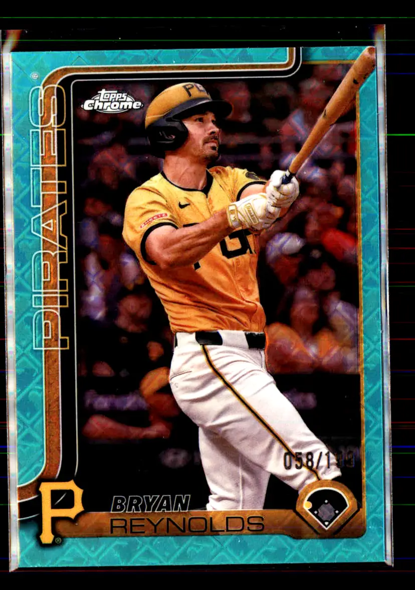 Bryan Reynolds #/199 2025 Topps Chrome Logofractor Aqua #9 - (113) - Pittsburgh Pirates