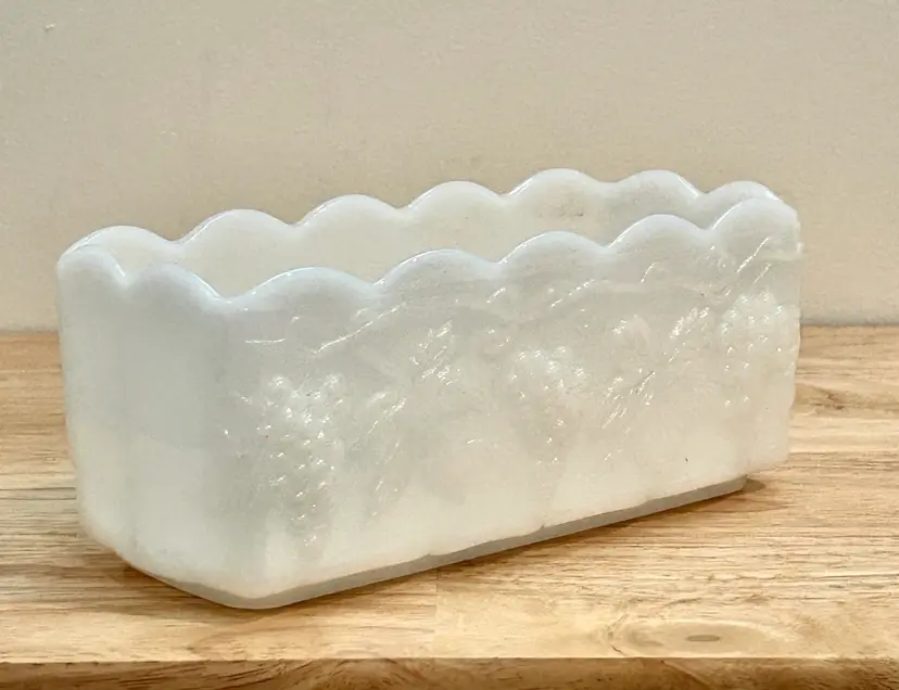 Fire King Milk Glass Planter Vintage Succulent Planter Flower Pot