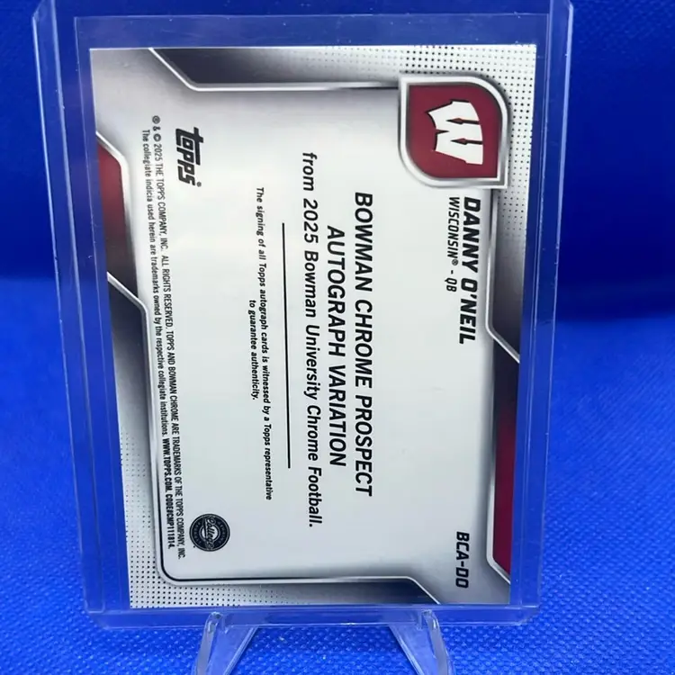 Danny O’Neil 2025 Bowman Chrome U Black Shimmer Refractor Auto #2/10 Wisconsin Badgers