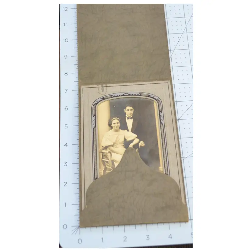 Vintage Black And White Photo Man And Woman Studio Pose In Folder